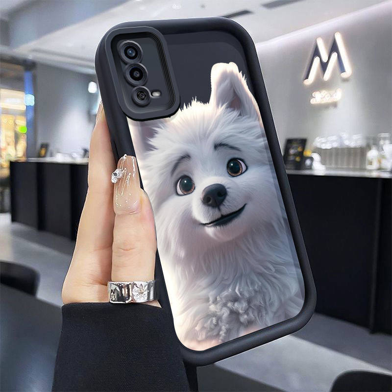 Casing Hp untuk OPPO A55 Case Anjing kecil putih Kasing silikon Cesing model tipis Kesing Softcase