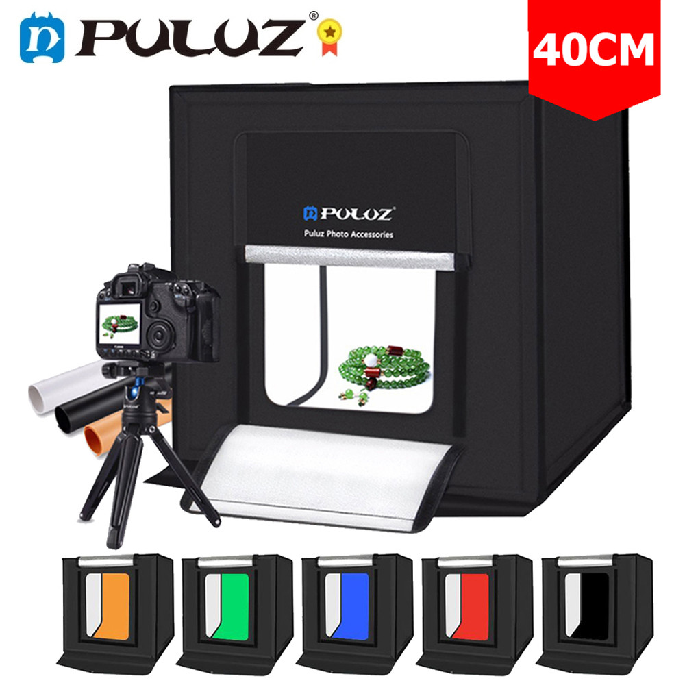 PULUZ Photo Studio Lightbox, Kit Kotak Tenda Pemotretan Studio Fotografi Portabel Latar Belakang 6 W