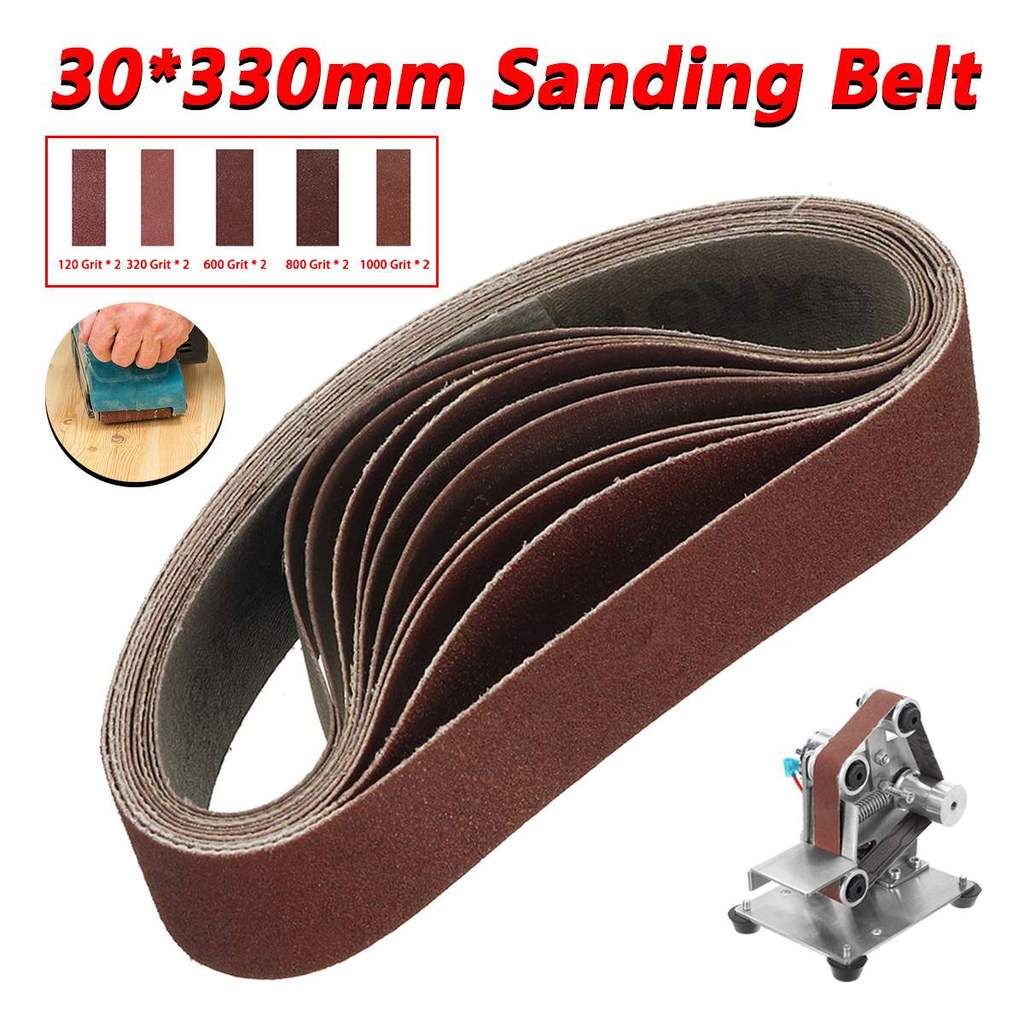 10 Buah Sabuk Pengamplasan 330X30Mm 120-1000 Grit Amplas Sander Belt Aluminium Oksida Woodworking Ab