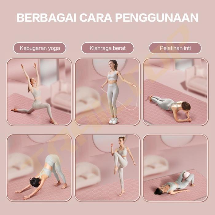 TRAILTOP Yoga Mat TPE Premium Anti Slip 2 Sisi Matras Yoga TPE Matras Olahraga Tebal 6-8mm