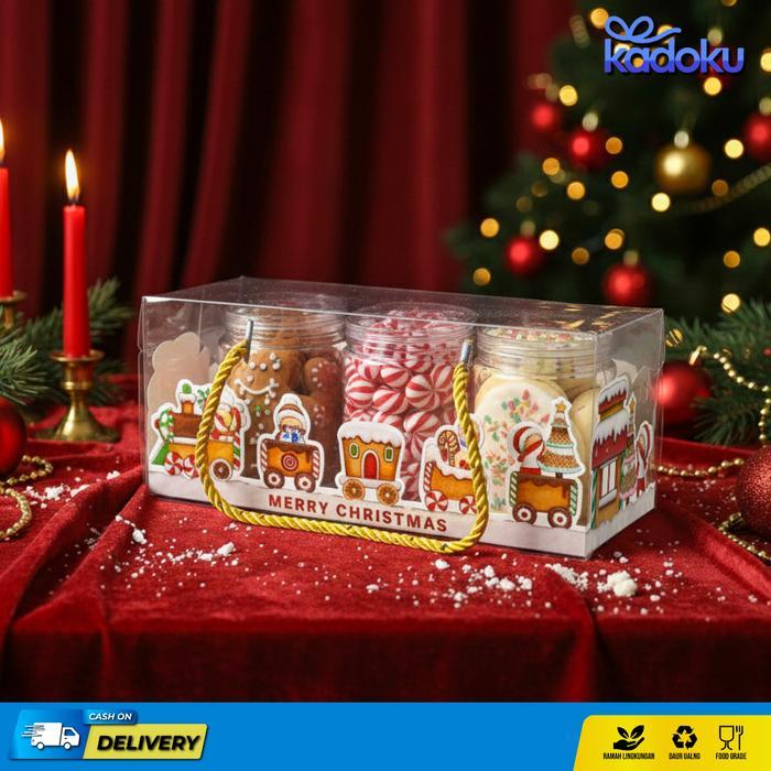 Box Mika Transparan Natal / Box Mika Handle / Box Makanan Tali / Box Hampers Tali Kotak Kue Tart
