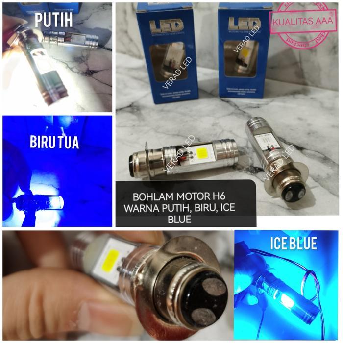 Lampu Led Utama Depan 2Led Motor Bebek Dc Matic Soket H6 Led 2 Sisi Pnp Putih Biru Ice Blue