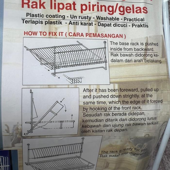 Rak Piring Gelas Gantung Dinding / Rak Piring Lipat / Rak Piring Wastafel / Rak Gantung Rak Piring