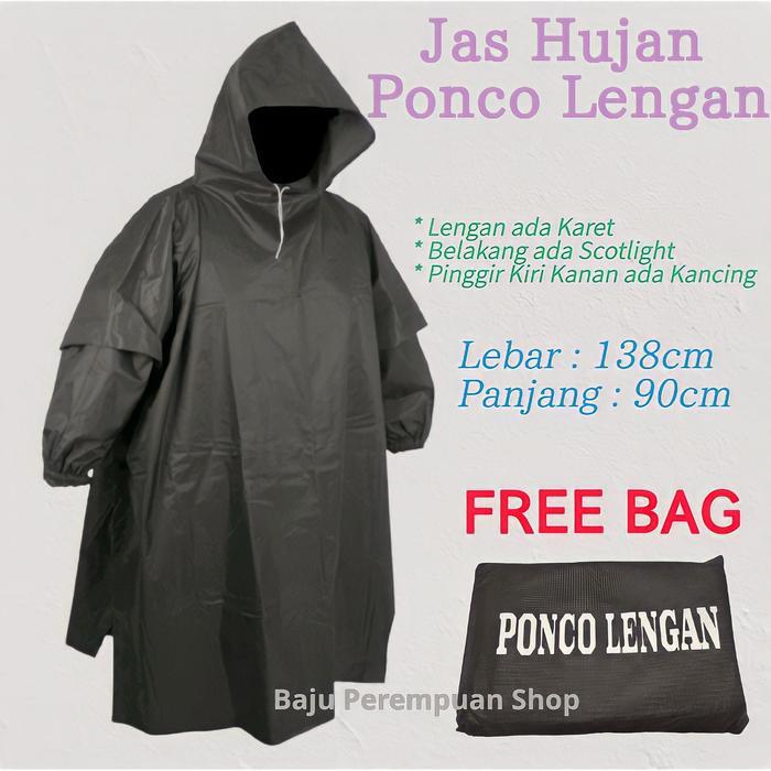 Jas Hujan Ponco LENGAN Tebal Besar bahan Mirip Axio Mantel Poncho