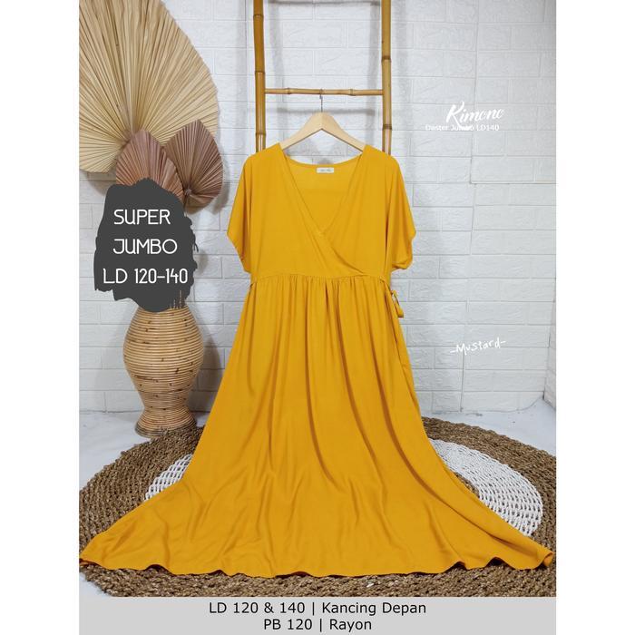 TERLARIS DASTER KIMONO JUMBO LD 140 & 120 DASTER BIGSIZE BUSUI BUMIL KANCING PANJANG DRESS SE-MATA
