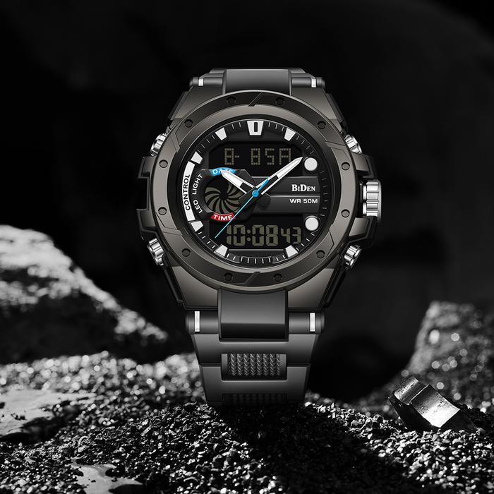 Biden Jam Tangan Pria Militer Digital&Analog Tali Silikon Olahraga Jam Tangan Cowok