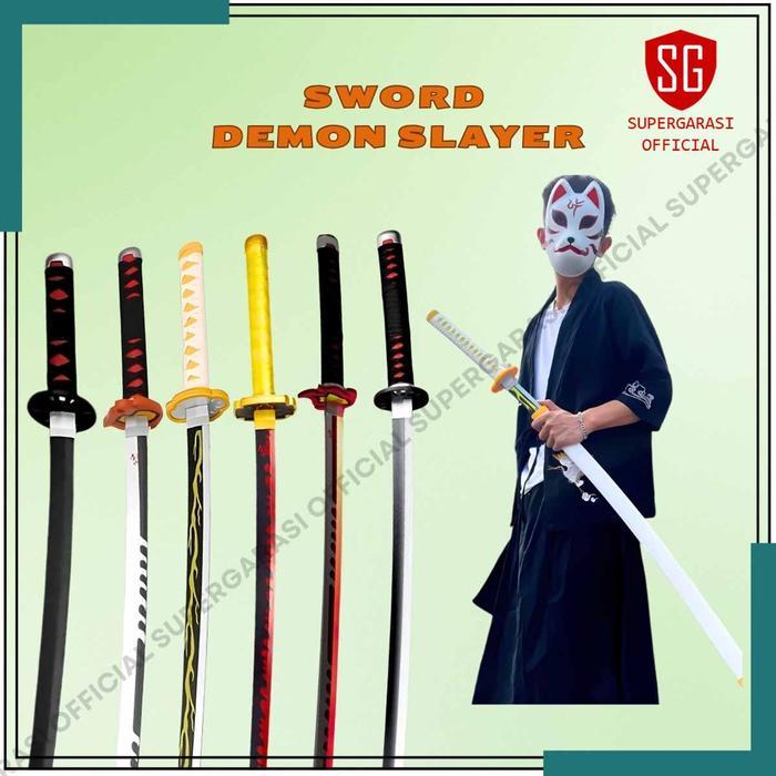 Demon slayer nichirin mainan pedang kayu tanjiro zenitsu giyuu rengoku kyojuro wooden sword cosplay