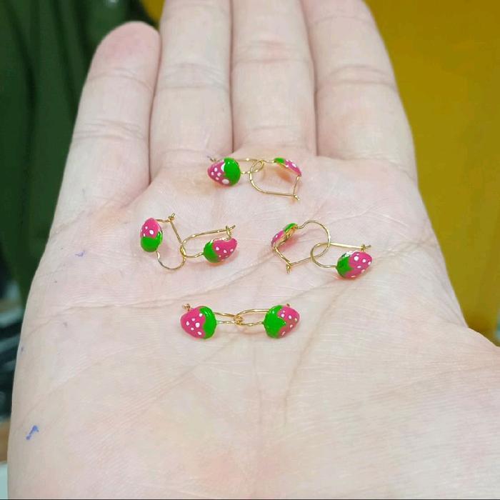 Anting Anak Bayi Stroberi (Emas Muda 6K) Terjamin