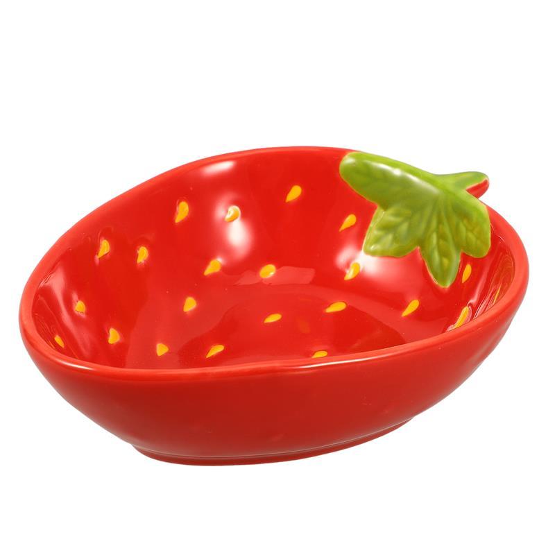 Ceramic Strawberry Bowl Dessert Bowl Strawberry Pattern Ceramic Bowl Food Serving Bowl Salad Bowl