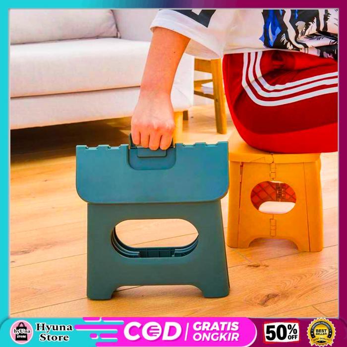 Bangku Dapur Kamar Mandi Kursi Jongkok Mini Lipat Portable Material Plastik PP Kuat HIJAU