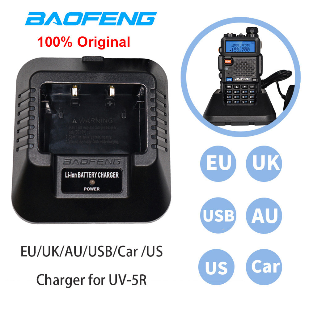Original Baofeng UV-5R EU/US/UK/USB/Car Battery Charger Two Way Radio UV5R DM-5R Charger Baofeng Wal