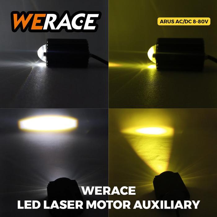 SALE WERACE Lampu Tembak Laser Motor Auxiliary Led D2 Kotak Mini 2 Warna High Low Putih Kuning