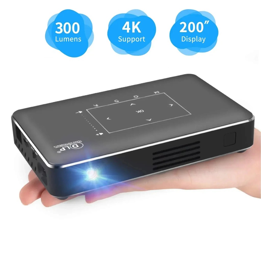 SZBOX Android 9.0 P10 DLP Mini Projector Wifi5 BT4.2 Home Protable Video Player LED 4k HD Cinema