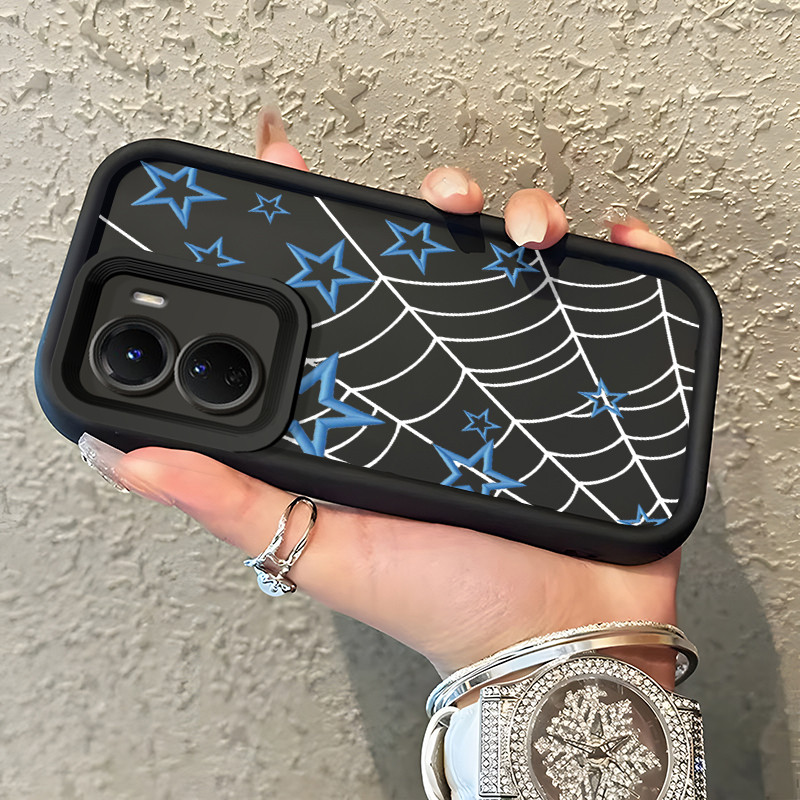 Casing Hp VIVO Y16 4G VIVO Y35 5G VIVO Y56 5G Case Casing Jaring laba-laba pola Kasus HP Tangga Lang