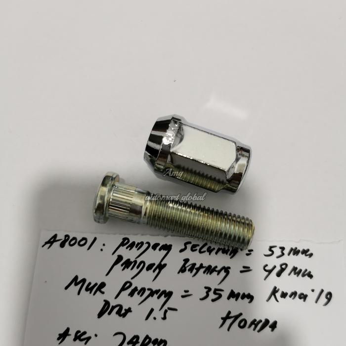 Baut Roda Honda Jazz Crv Hrv Mobilio Asli Japan Panjang 53Mm