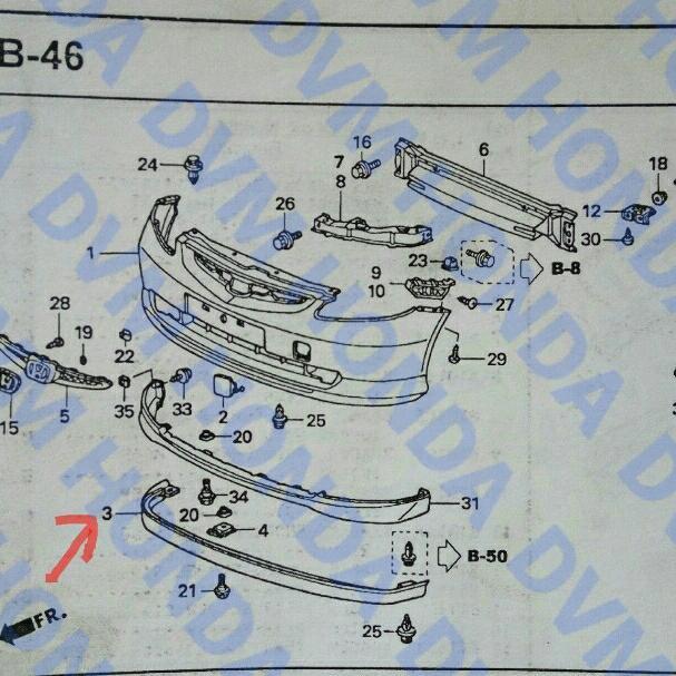 Karet Spoiler Bumper Depan Original Jazz Idsi 2004 - 2005 Gd