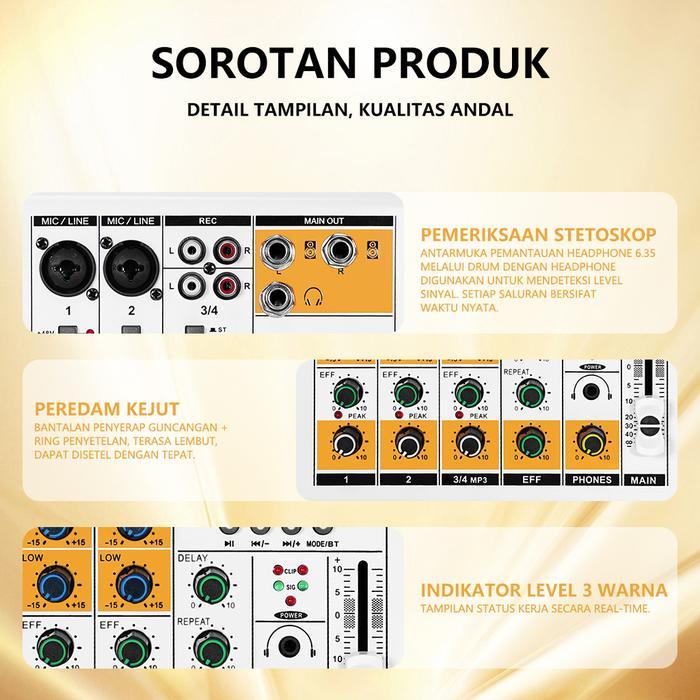 Luxsona Audio Mixer 4 Saluran/Mixer Dengan Reverb Bawaan/Mixer Audio Murah/Misker Mini Premium