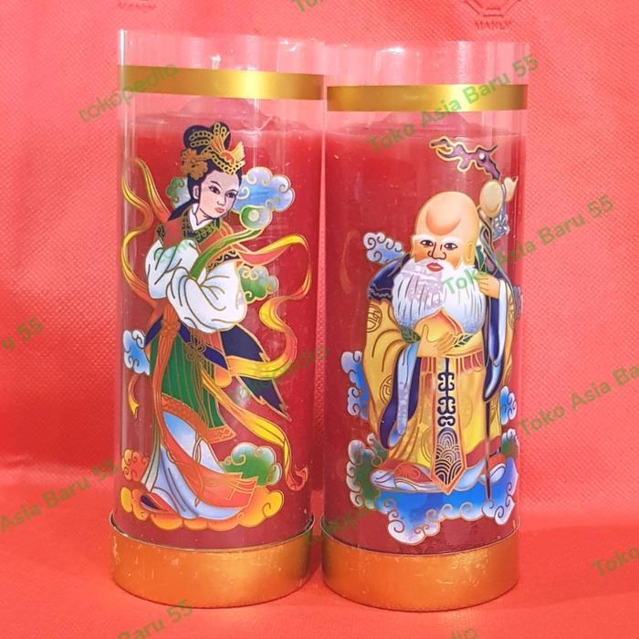 lilin merah taiwan sedang / lilin sembahyang / lilin puja