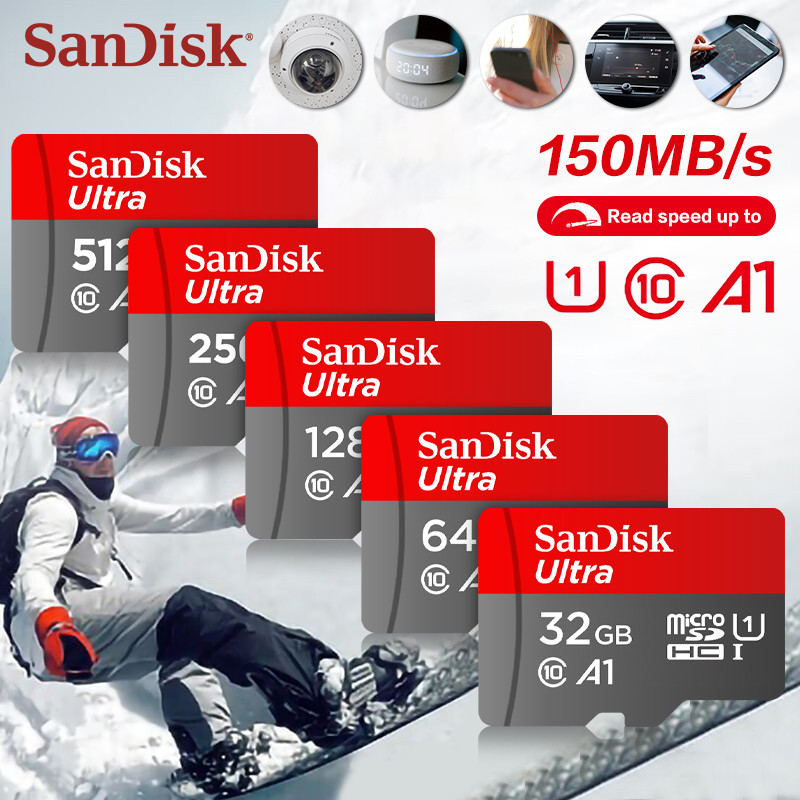 Original SanDisk A1 MicroSD Memory Card C10 TF Card 32GB 64GB 128GB 256GB 512GB 1TB Up to 150Mb/s