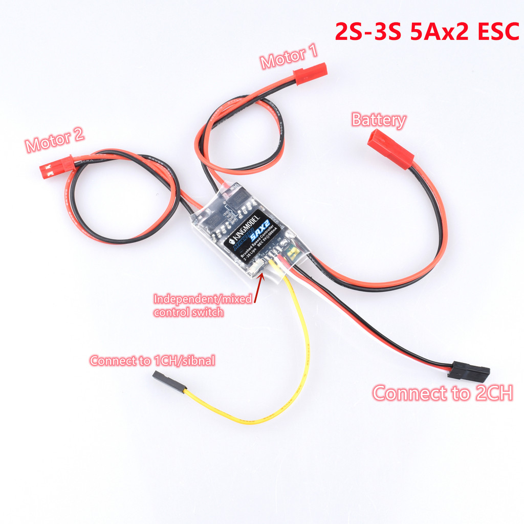Kingel Dual Way Bidirectional Brushed Esc 2S-3S Lipo 5A Esc Speed Control For Rc El Boat/Tank 130