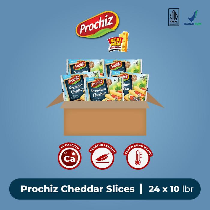 Keju Prochiz Slice Cheddar 10'S 1 Karton