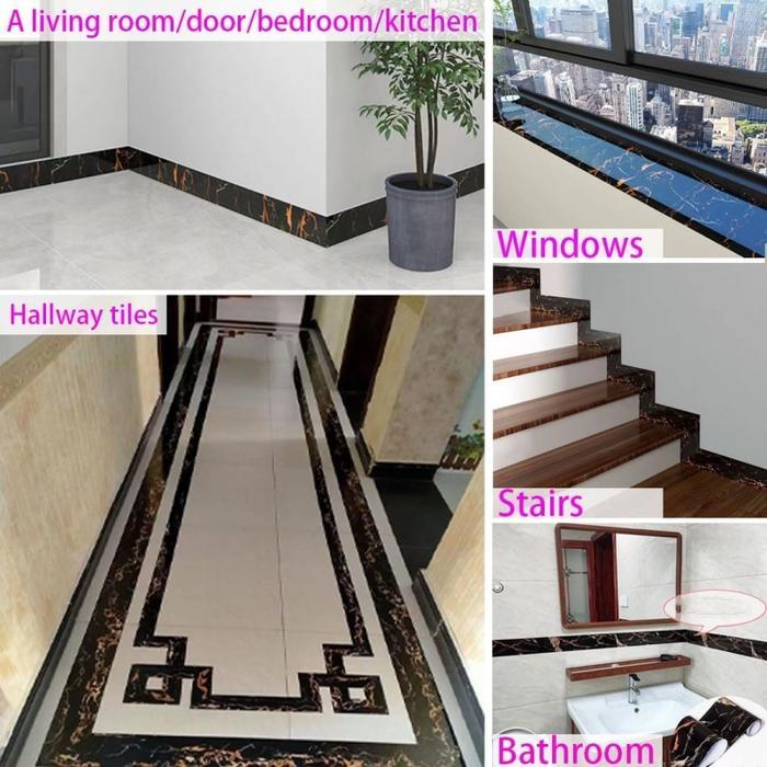 Tembok Stiker Keramik / Border Strip / Stiker Dekorasi Lantai / Keramik Wallpaper Sticker Border