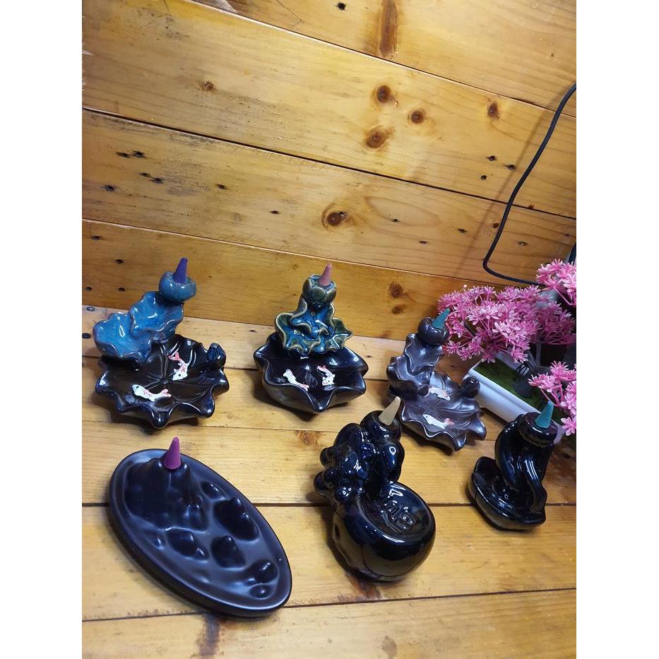 Tempat Dupa Kerucut Asap Bawah Holder Dupa Kerucut Tempat Pembakaran Dupa Motif Air Terjun Bahan