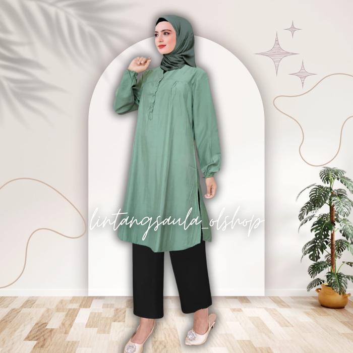 Tunik polos viscose jumbo hijau Sage