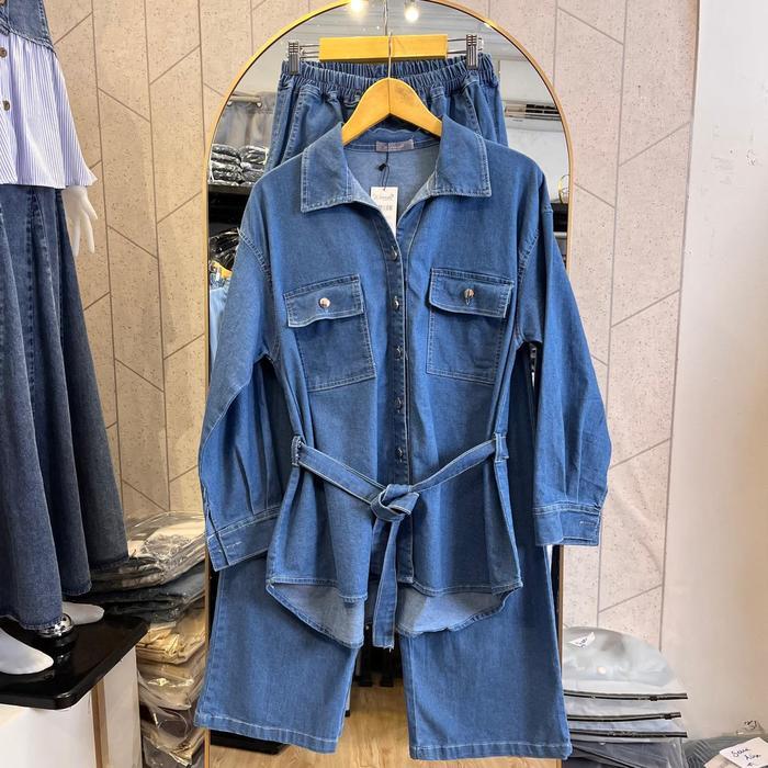 Setelan Denim Wanita Dewasa Setelan Jeans Premium Setelan Jeans Hijab