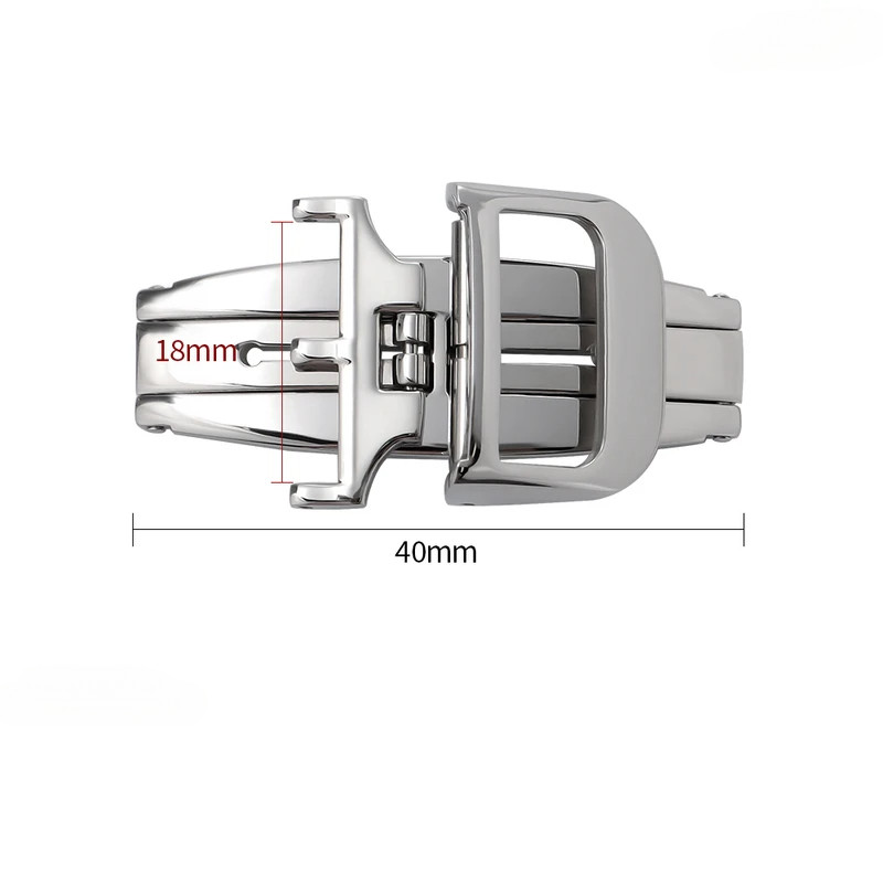 18mm Silver/Gold Stainless Steel Deployment Butterfly Buckle for Jaeger LeCoultre Watch Leather