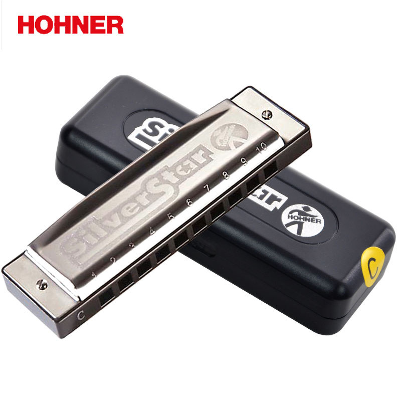 Hohner 10 Hole Harmonica International Silver Star Diatonic Harp, Blues Harmonica Key C Blues Jazz