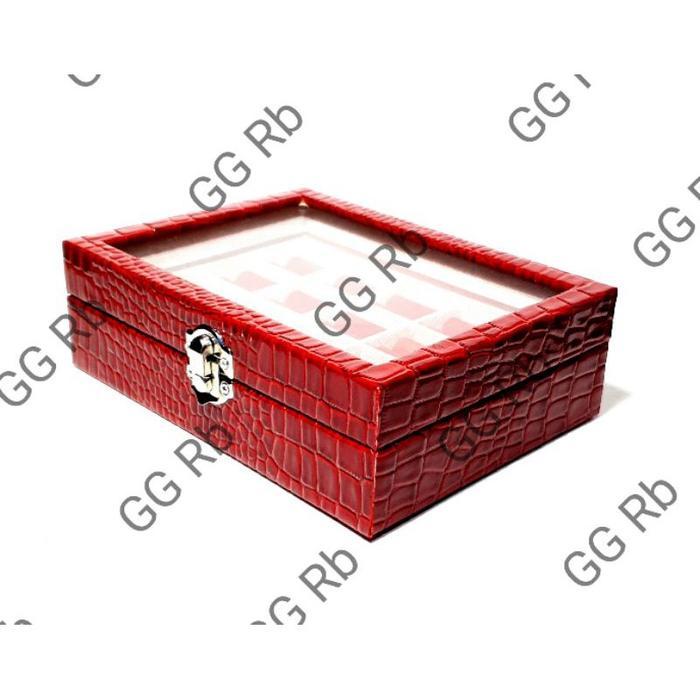 "New" KOTAK BOX PENUTUP KACA CINCIN BATU AKIK DAN PERMATA Kulit ORIGINAL