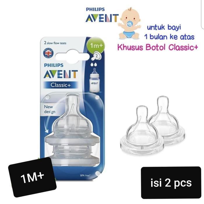 Khusus 1M+ = Isi 2 Pcs Philips Avent Dot Teat Nipple Classic Original