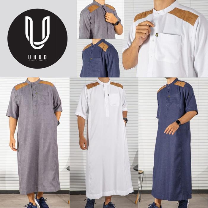 Stok Baru Gamis Pria Jubah Suede Line UHUD Basic Linen Glossy