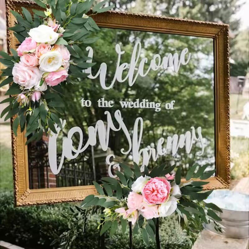 Large 2Pcs Artificial Flower Swag Garland Rustic Wedding Arch Flowers Kit for Sign Decorative Floral