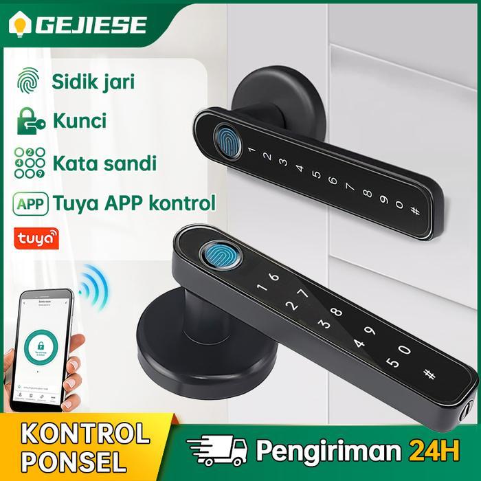 GEJIESE SMART DOOR LOCK KUNCI PINTU SIDIK JARI HANDLE MEMBUKA DOORLOCK SIDIK JARI FINGERPRINT