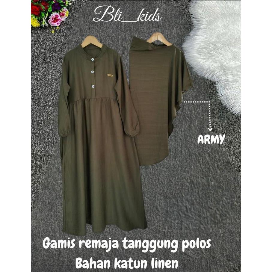PAKAIAN MUSLIMAH TANGGUNG ANAK REMAJA BAHAN KATUN LINEN, BAJU GAMIS TANGGUNG ANAK REMAJA NYAMAN