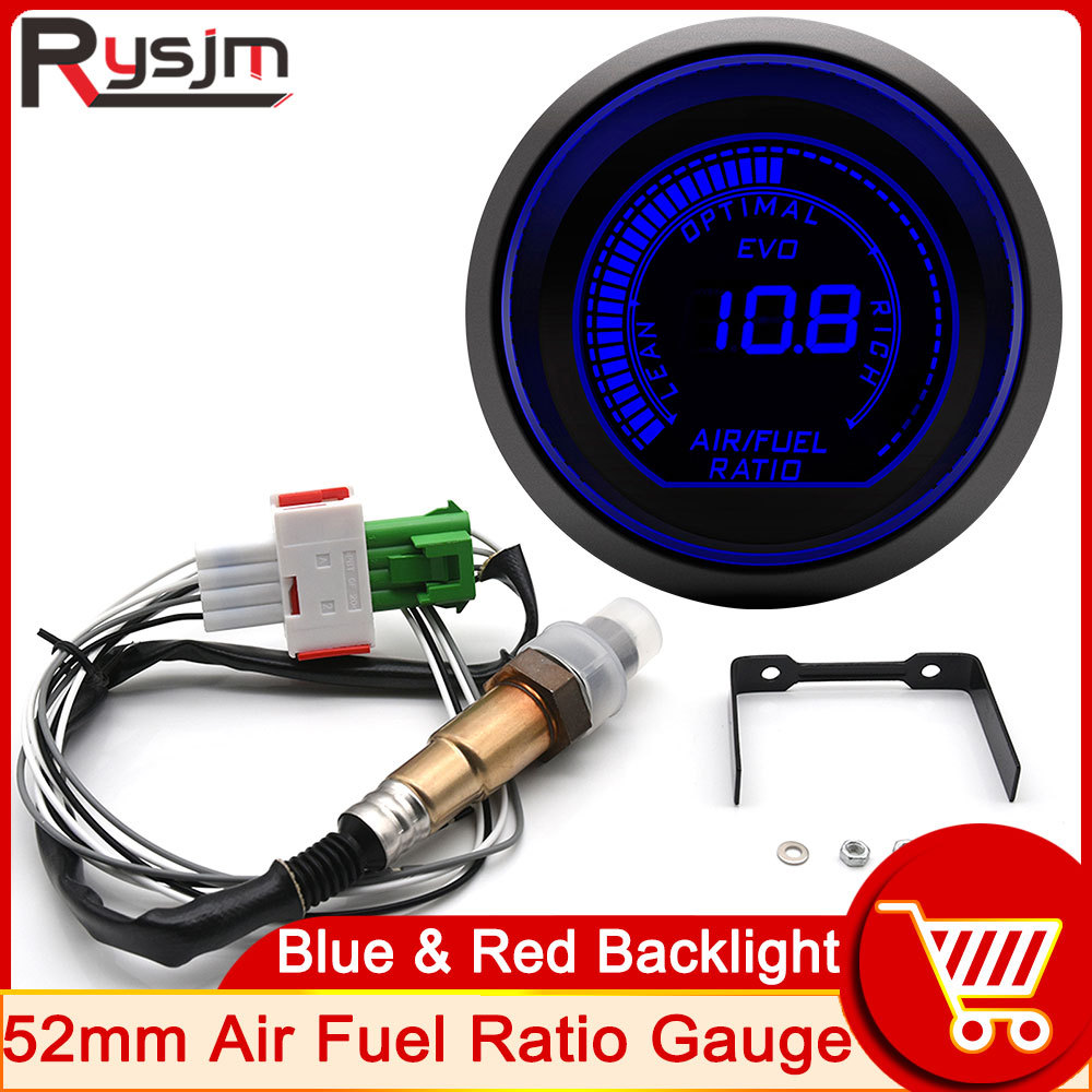 52mm Air Fuel Ratio Gauge + Sensor AFR LED Digital Display Air/fuel Ratio Auto Gauge Meter for 12V C