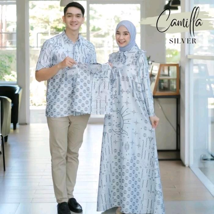 PREMIUM Couple Sarimbit Keluarga Maxmara Silk Premium Gamis Couple Pasangan Ibu Ayah Anak 2-13 Tahun