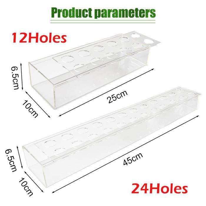 24/12Holes Acrylic Flowe Vase Vas -Vase Bunga Vas Akrilik Bening Persegi Panjang Bunga Vas Hiasan