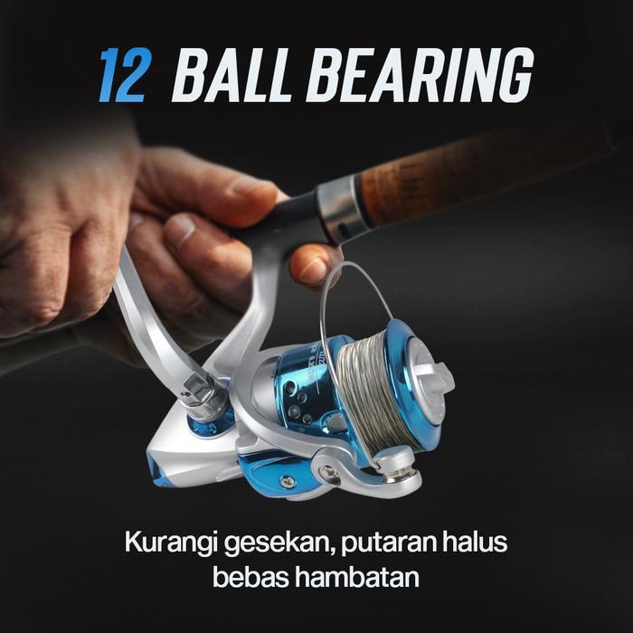 Reel Pancing YUMOSHI Biru Silver Murah Joran Rell Spinning Gratis Ongkir