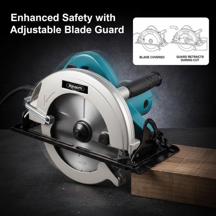 REAIM Circular Saw 7.5 inch, Gergaji Kayu Super Tajam, Gergaji Mesin Mini , Gergaji Multifungsi