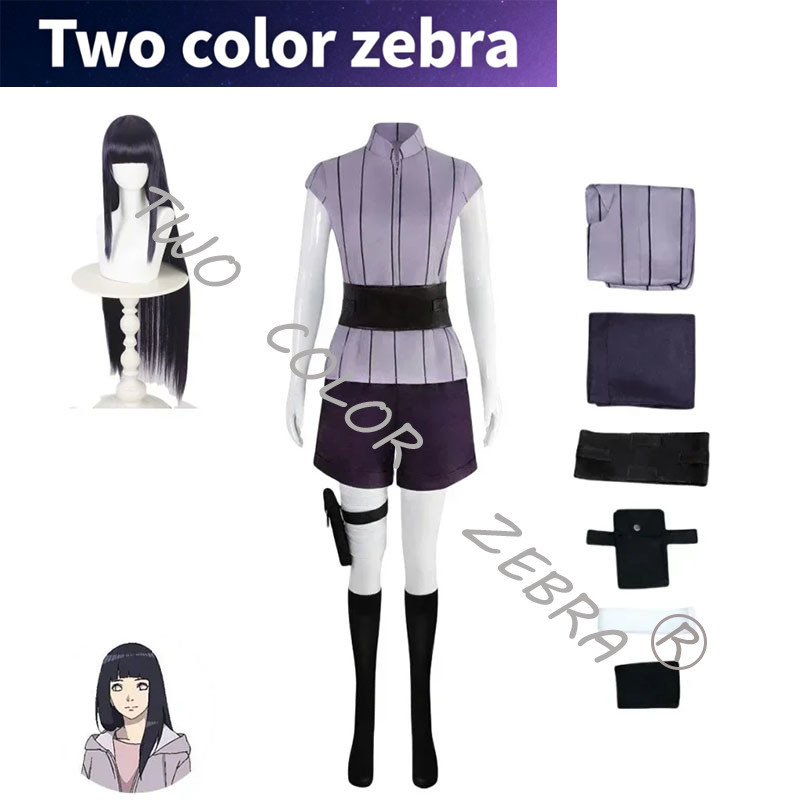 Hyuga Hinata Cosplay Costume Wig Women Outfits Halloween Carnival Party Suit Hyuuga Ninja Cosplayer
