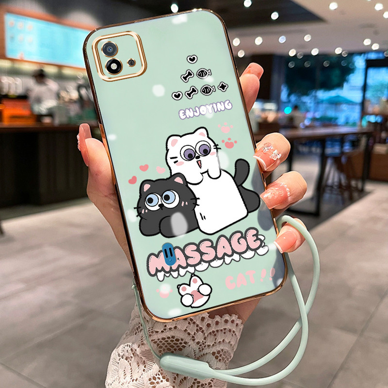 Casing Hp Untuk Realme C20 C20A C11 2021 C11 2020 Case HP Casing pola kucing lucu Kesing Cesing tali