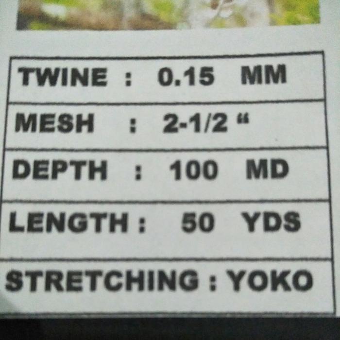 Jaring Burung Hitam Benang .15Mm Lebar 6 Meter.