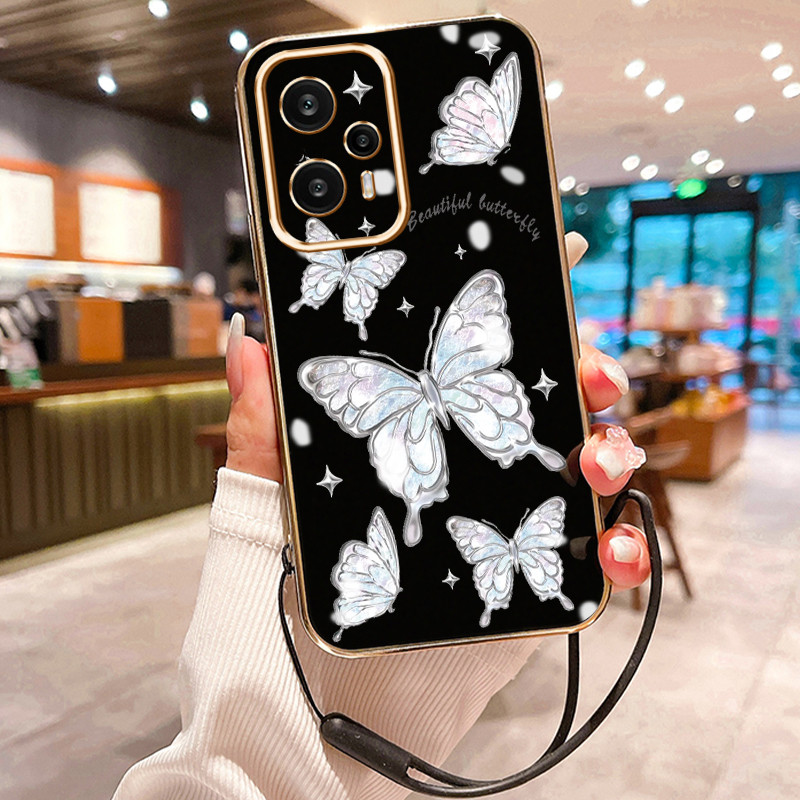 Casing Hp Untuk Xiaomi POCO F5 F4 F4 GT F3 F2 Pro F1 Case Casing paus dan kupu-kupu pola Kasus pelap