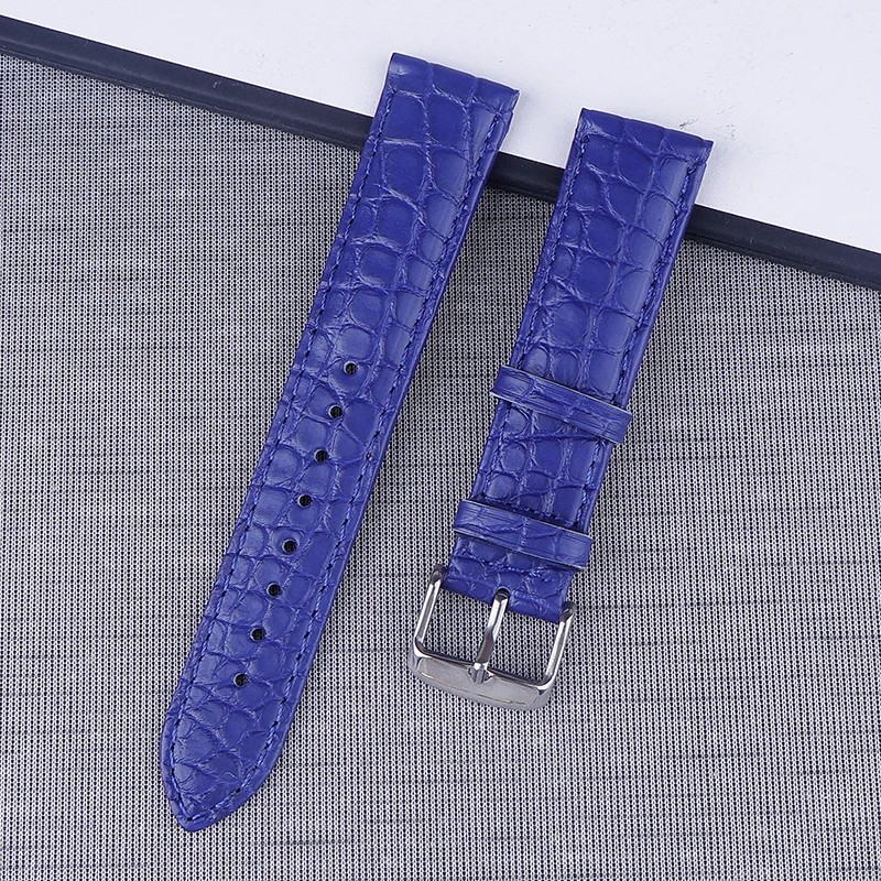 Luxury Design High Quality Alligator Leather Watch Strap Men Women Pin Buckle Leather Blue Watch