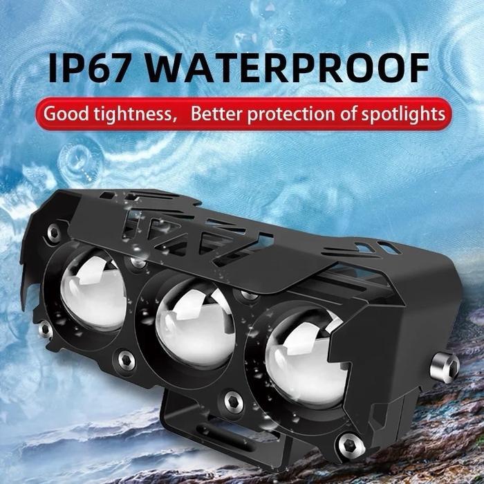 "New" Lampu Tembak Sorot SQL LED Laser 3 Mata 2 Warna Laser Foglamp Mobil Motor 2 Warna High Low