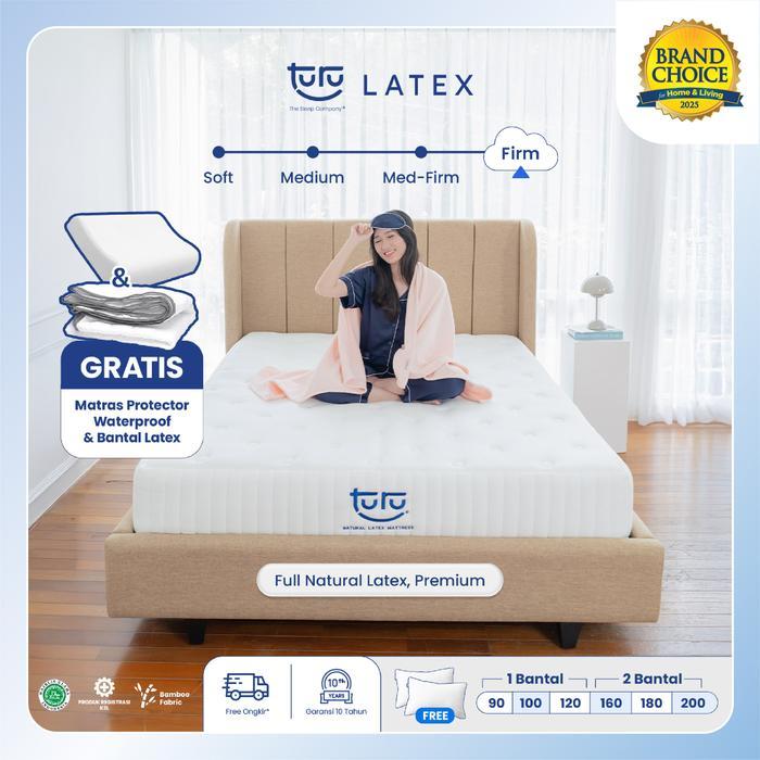 Kasur Full Natural Latex TURU + Bantal & Protector (JABODETABEK) - 90x200