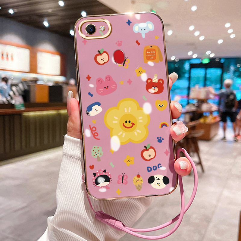 Casing Hp Untuk OPPO F7 F5 F5 Youth Case Bunga Senyuman Penyepuhan Cesing silikon Kasing SoftCase La